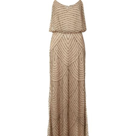 Adrianna Papell Taupe embellished gown - Picture 3 of 7